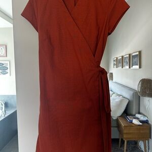Rust Orange Wrap Dress